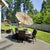 Wooden Parasol Umbrella with Pulley Lift System and Tilt Adjustment