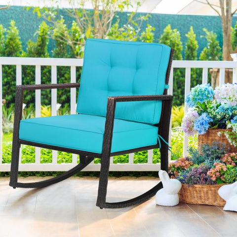 Outdoor Rocking Chair with Steel Frame and Soft Detachable Cushion