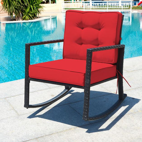 Outdoor Rocking Chair with Steel Frame and Soft Detachable Cushion