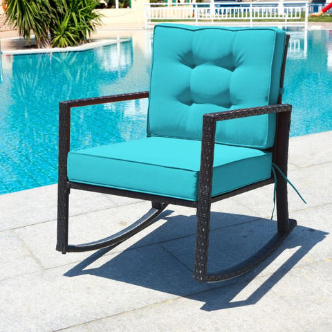 Outdoor Rocking Chair with Steel Frame and Soft Detachable Cushion
