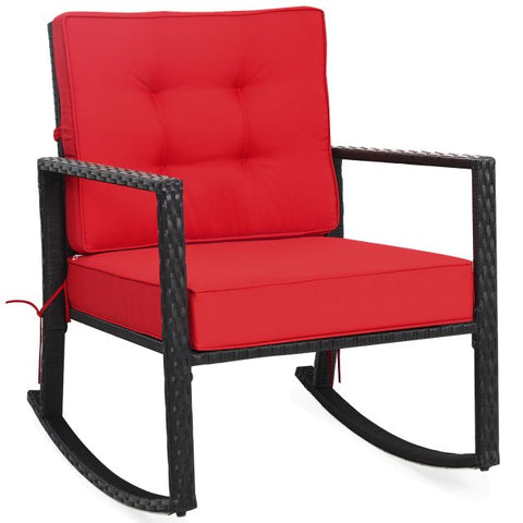 Outdoor Rocking Chair with Steel Frame and Soft Detachable Cushion
