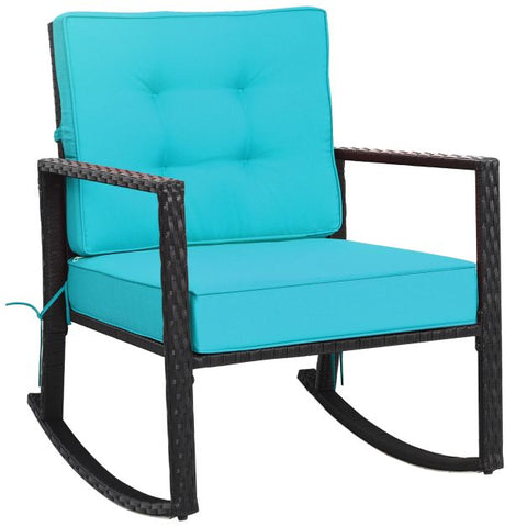 Outdoor Rocking Chair with Steel Frame and Soft Detachable Cushion