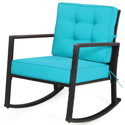 Outdoor Rocking Chair with Steel Frame and Soft Detachable Cushion