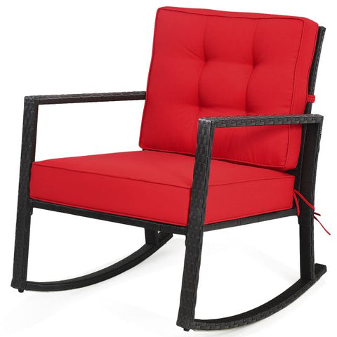 Outdoor Rocking Chair with Steel Frame and Soft Detachable Cushion