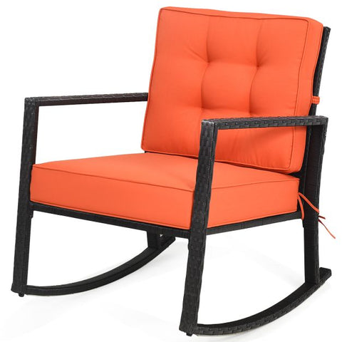 Outdoor Rocking Chair with Steel Frame and Soft Detachable Cushion
