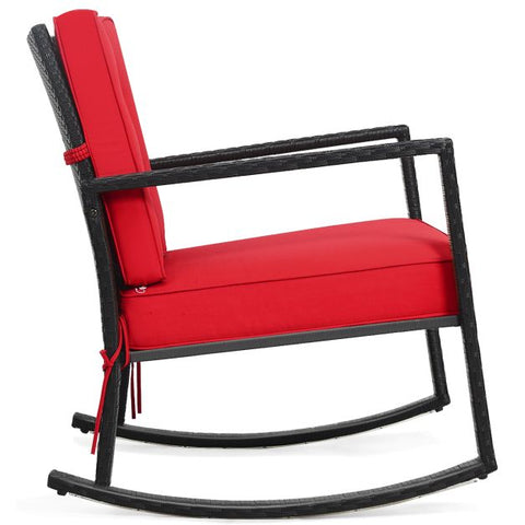 Outdoor Rocking Chair with Steel Frame and Soft Detachable Cushion