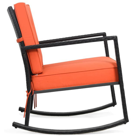 Outdoor Rocking Chair with Steel Frame and Soft Detachable Cushion