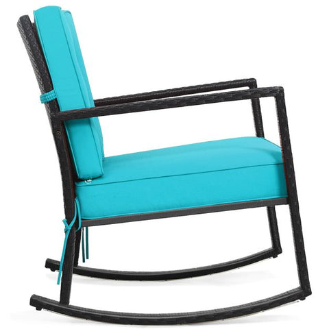Outdoor Rocking Chair with Steel Frame and Soft Detachable Cushion