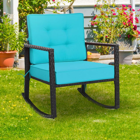 Outdoor Rocking Chair with Steel Frame and Soft Detachable Cushion