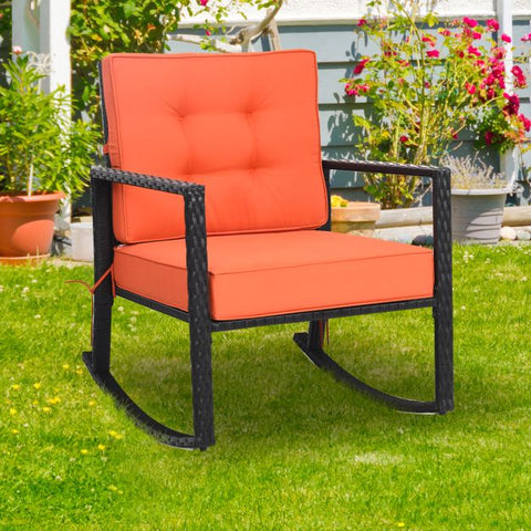 Outdoor Rocking Chair with Steel Frame and Soft Detachable Cushion