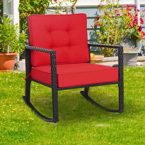 Outdoor Rocking Chair with Steel Frame and Soft Detachable Cushion
