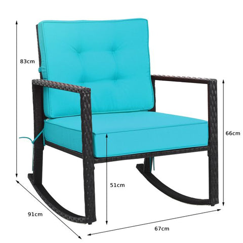 Outdoor Rocking Chair with Steel Frame and Soft Detachable Cushion
