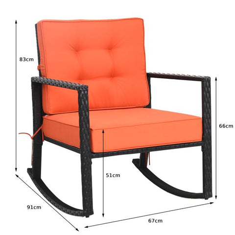 Outdoor Rocking Chair with Steel Frame and Soft Detachable Cushion