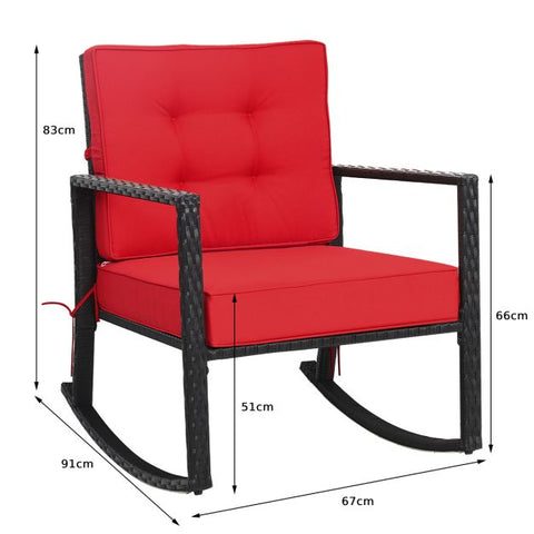 Outdoor Rocking Chair with Steel Frame and Soft Detachable Cushion