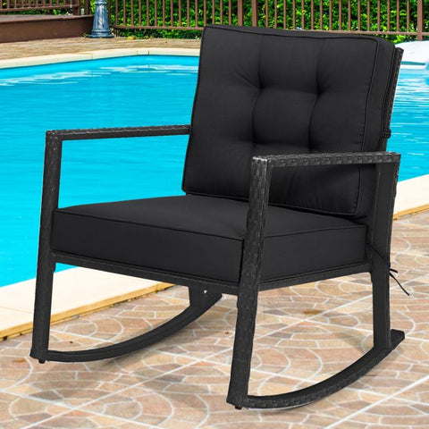 Outdoor Rocking Chair with Steel Frame and Soft Detachable Cushion