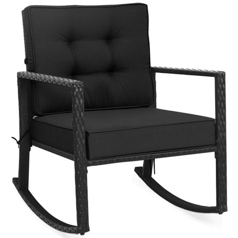 Outdoor Rocking Chair with Steel Frame and Soft Detachable Cushion