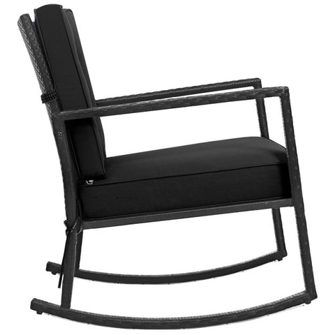 Outdoor Rocking Chair with Steel Frame and Soft Detachable Cushion