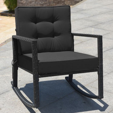 Outdoor Rocking Chair with Steel Frame and Soft Detachable Cushion
