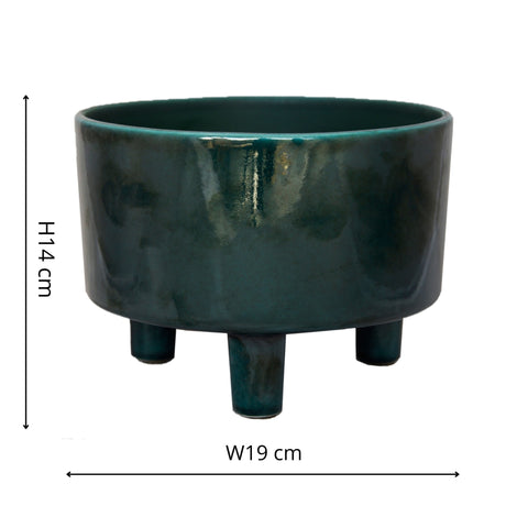 Premium Elegant Indoor Planter with Tripod Base with Shiny Reactive Glaze