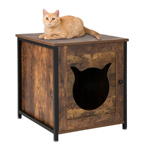 Litter Box Enclosure for Cats with Door and Ventilated Hole