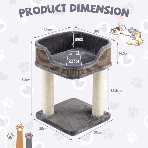 Two-Layer Delight Cat Tree Featuring Soft Plush Perch and Scratching Posts