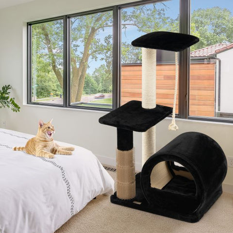 Molly Cat Tree Multi-Level Design with Grooming Brush and Sisal Rope