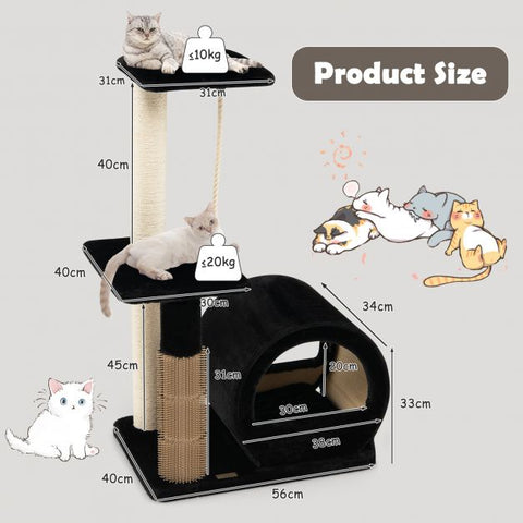 Molly Cat Tree Multi-Level Design with Grooming Brush and Sisal Rope