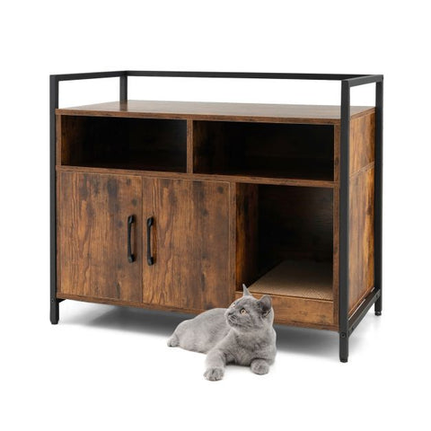 Cat Litter Box Enclosure Wooden Design