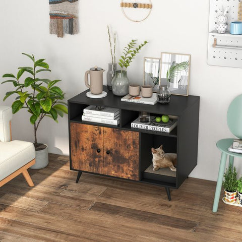 Litter Box Hideaway with Built-In Scratching Pad