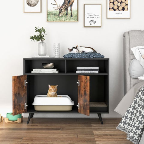 Litter Box Hideaway with Built-In Scratching Pad