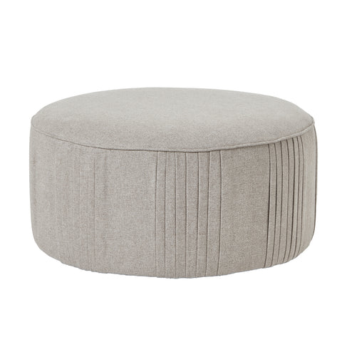 Minimalist and Modern Swivel Ottoman with Textured Fabric in Oatmeal