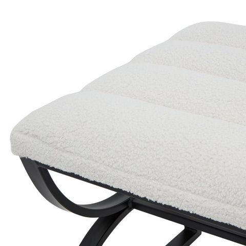 Elegant and Versatile Footstool with Ribbed Design and Black Metal Frame
