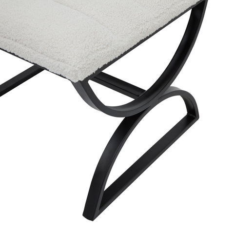 Elegant and Versatile Footstool with Ribbed Design and Black Metal Frame