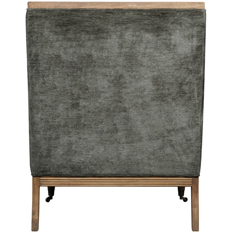 Elegant and Modern Velvet Armchair with Wooden Frame in Olive