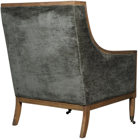Elegant and Modern Velvet Armchair with Wooden Frame in Olive
