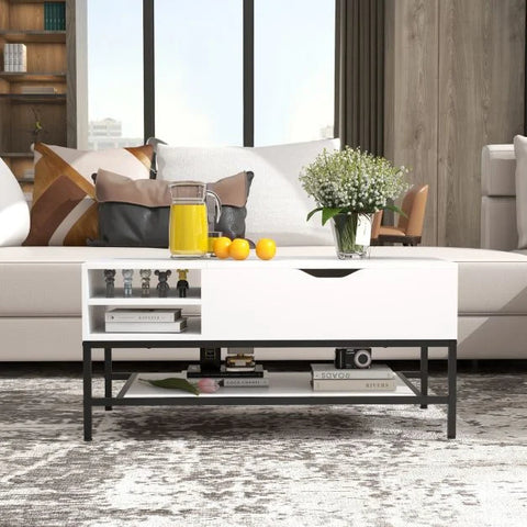 Elegant and Practical Multi-use Coffee Table with Removable Shelf