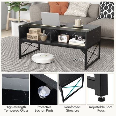 Stylish and Modern LED Tempered Glass Coffee Table