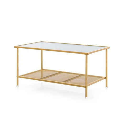 Versatile and Spacious Coffee Table with 2-Tier Storage and Tempered Glass Top