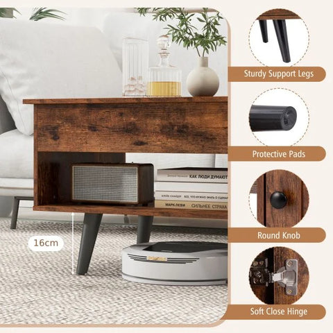 Elegant and Practical Multi-use Coffee Table with Spacious Hidden Compartment