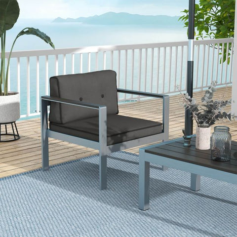 Garden Armchair with High-Grade Aluminium and soft Cushions in Grey