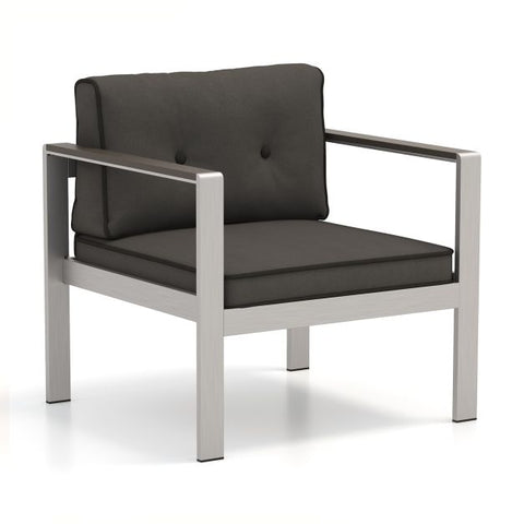 Garden Armchair with High-Grade Aluminium and soft Cushions in Grey