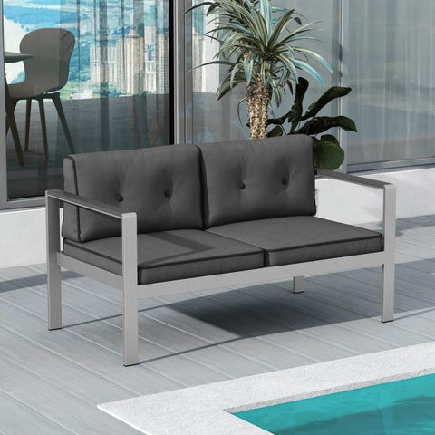Fairway Outdoor Loveseat with soft Cushions in Grey