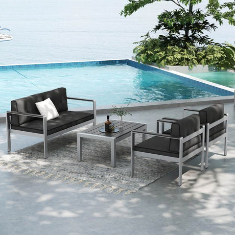 Fairway Outdoor Loveseat with soft Cushions in Grey