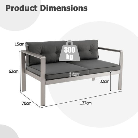 Fairway Outdoor Loveseat with soft Cushions in Grey