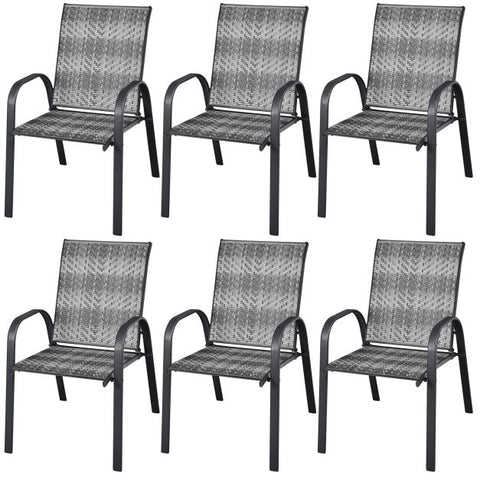 Outdoor Rattan Dining Chair set with Sturdy Design and Backrest in Grey