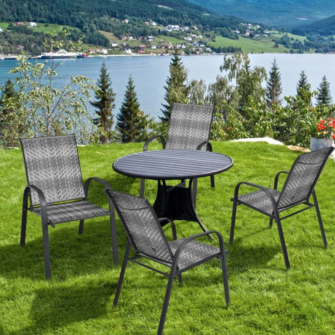 Outdoor Rattan Dining Chair set with Sturdy Design and Backrest in Grey