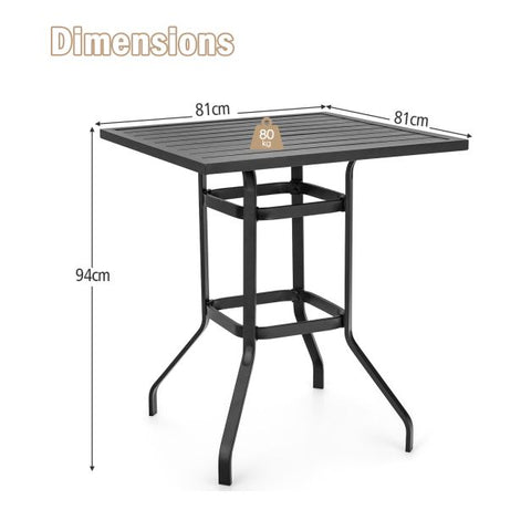Patio 81cm Bar Height Table with High-Quality Steel and Powder-Coated Tabletop