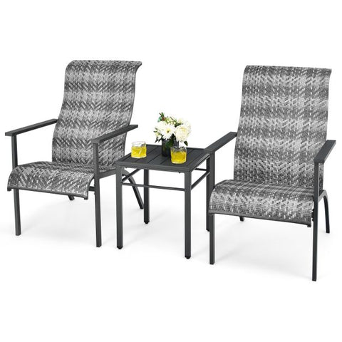 Garden Steel Framed Furniture Set with Sturdy and Ergonomic Design in Grey