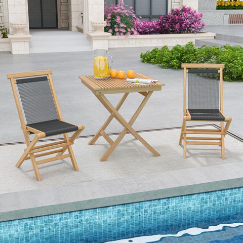 Patio 70cm Bistro Table with Slatted Table Top and Sturdy Wood Frame