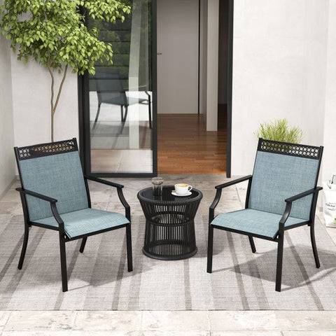 Garden All-Weather Dining Chair Set with Backrest and Sturdy Frame